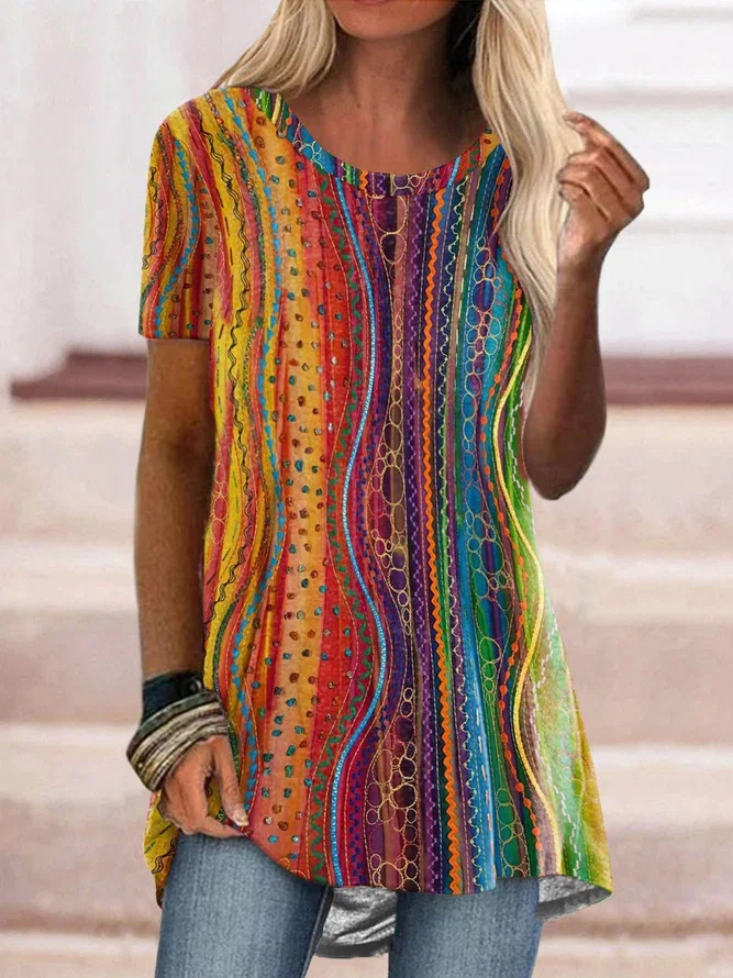 Colorful StripesCasual Tunic ...
