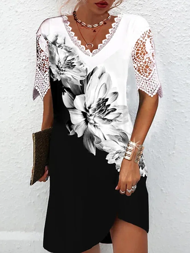 Printed Casual Short Sleeve K...
