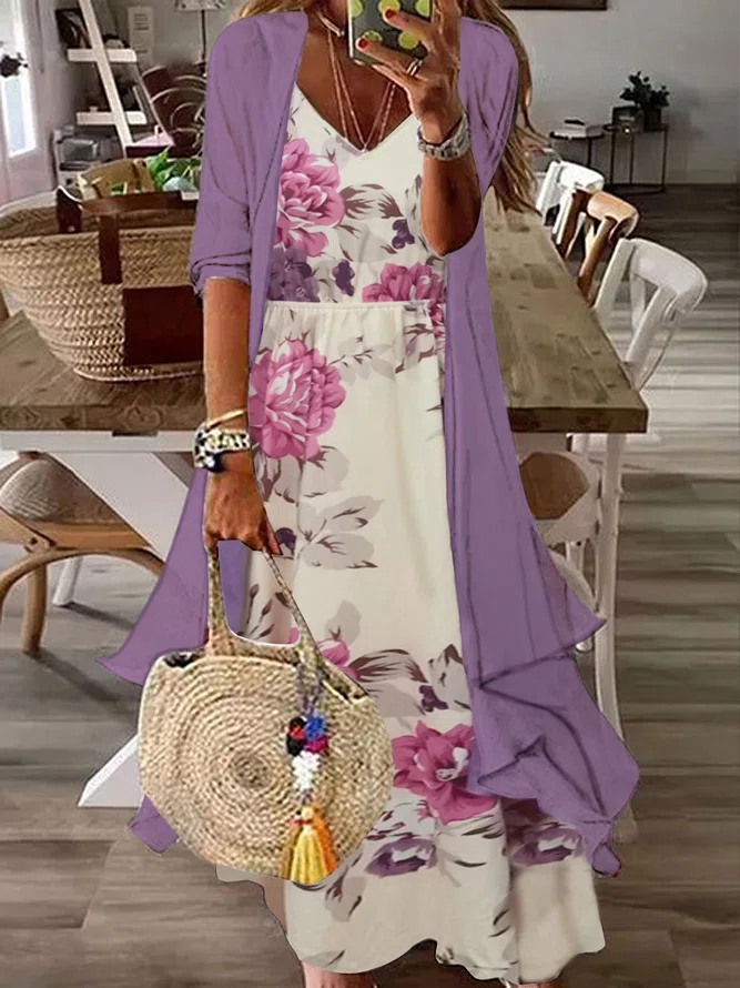 Floral Vacation Dress & Cardi...