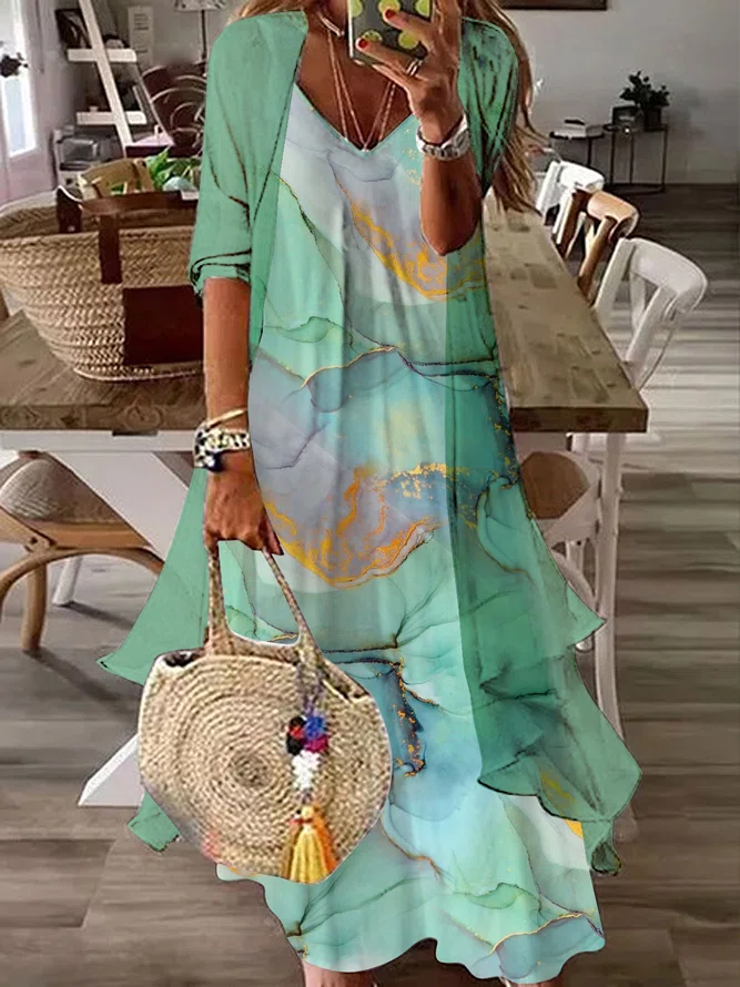 two-piece dress set long Plus...