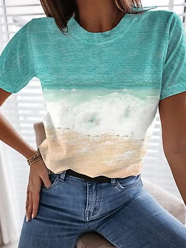 Neck Oceans Casual T-Shirt/Te...