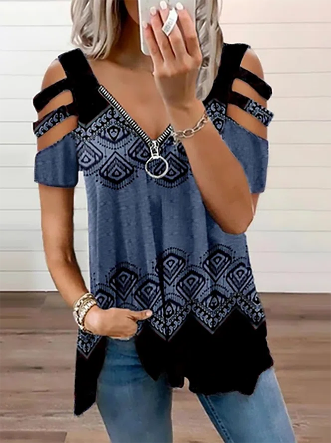 Shoulders Tribal Casual Tunic...