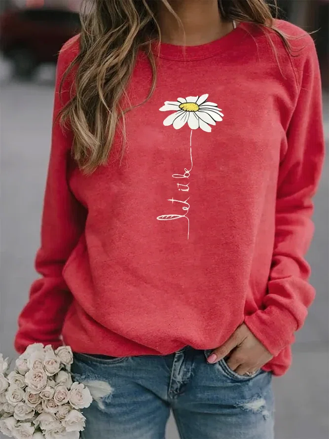 Crew Neck Floral Causal Sweat...