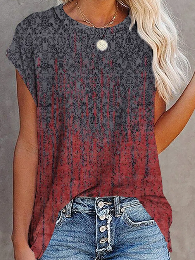 Crew Neck Tribal Casual T-Shi...