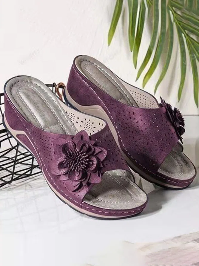 Vintage Bohemian Wedge Slippe...