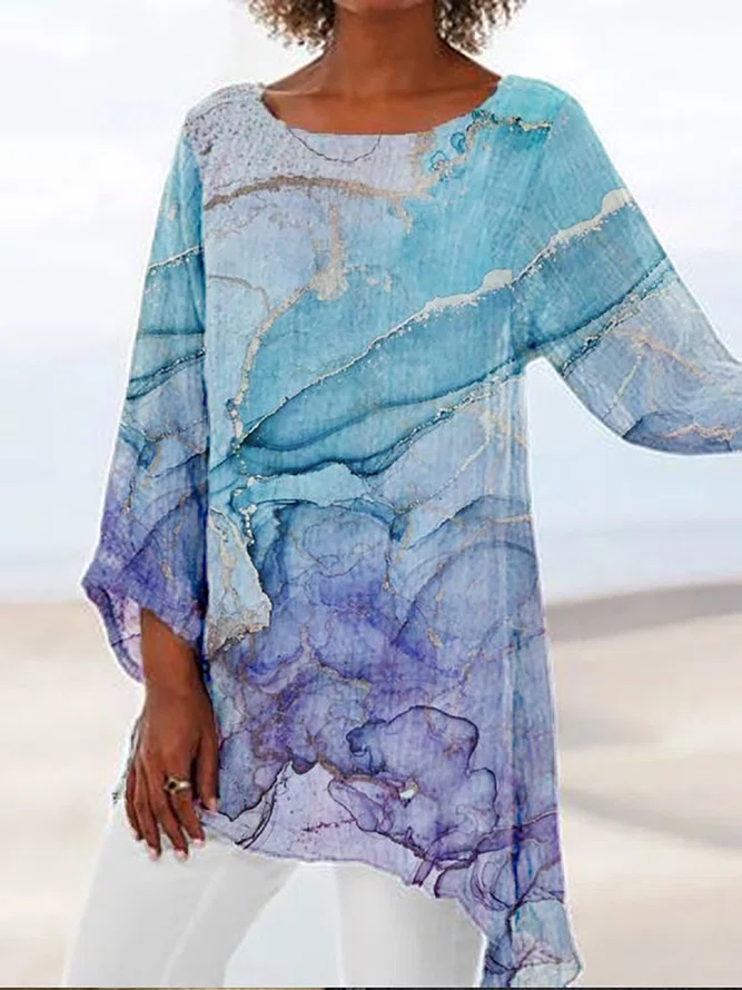 Abstract Loosen Long Sleeve T...