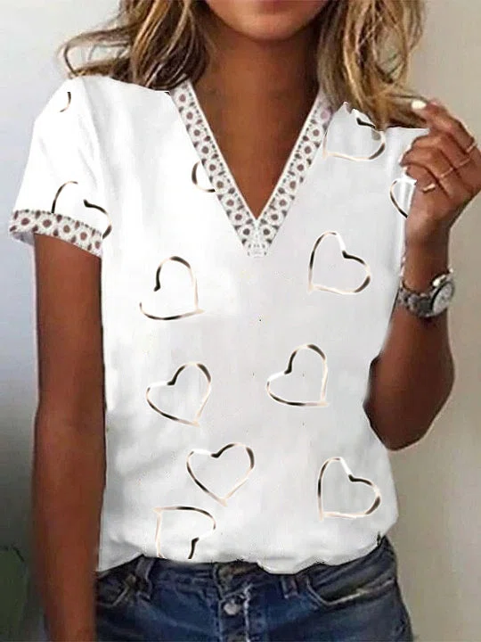 Neck Casual Short Sleeve T-Sh...