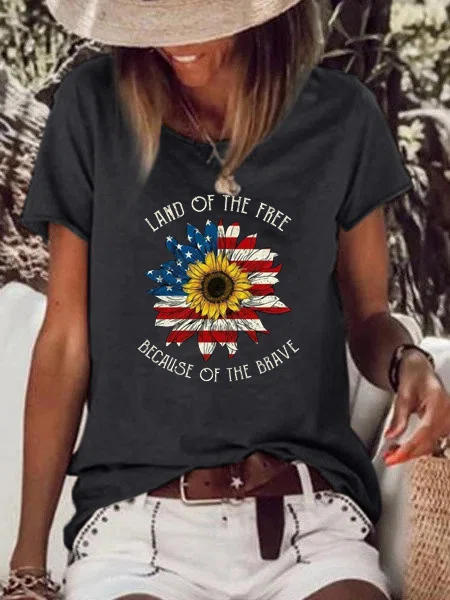 American Flag Causal T-Shirt/...