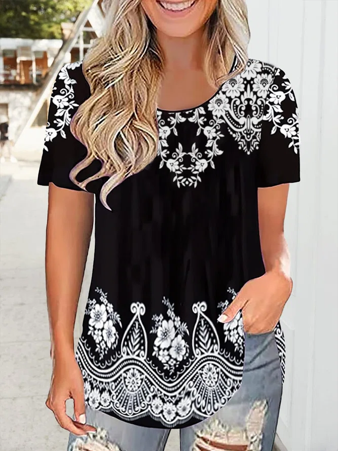 Round Neck Short Sleeve T-Shi...