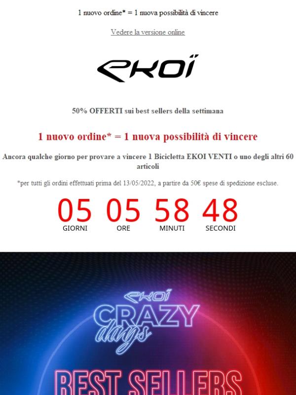 50% OFFERTI sui best sellers della settimana