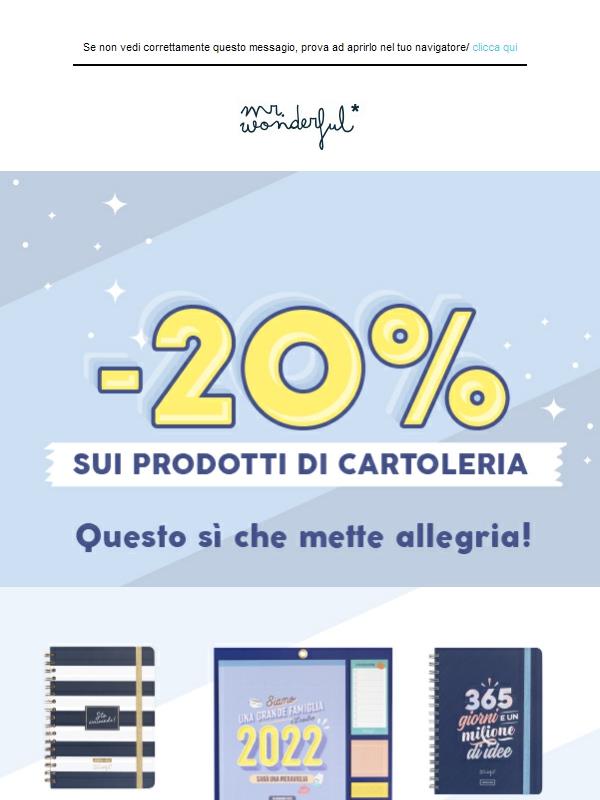 -20% sulla CARTOLERIA + SPEDIZIONI GRATIS 🚀
