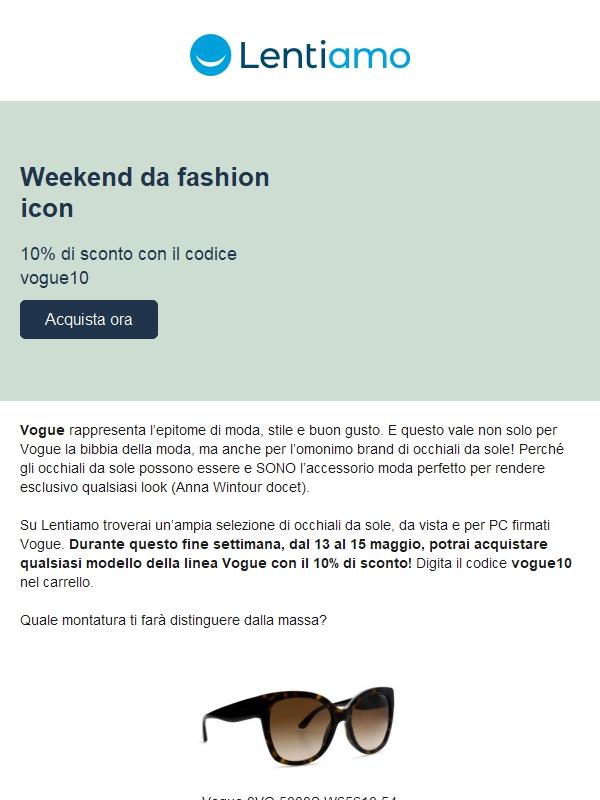 Lentiamo: Hai già usufruito del tuo sconto del 10% sugli occhiali da sole  Vogue? | Jekoo