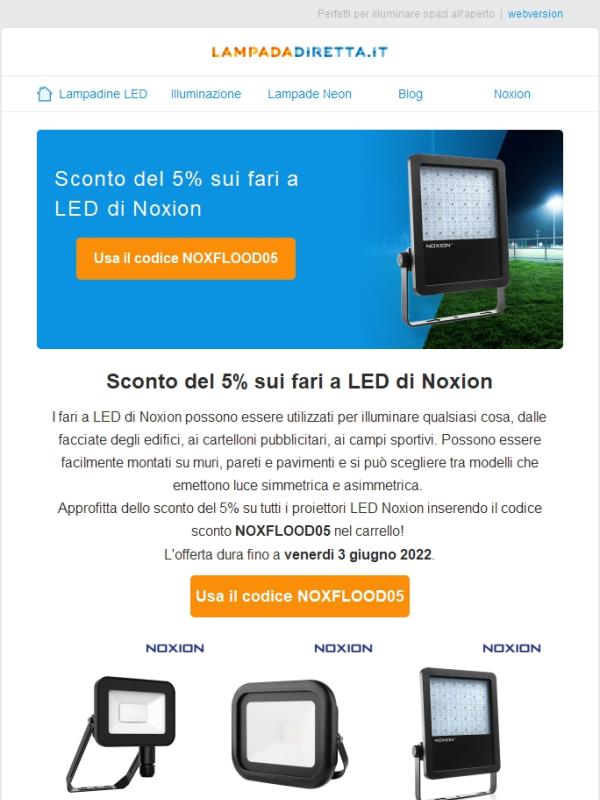 Sconto del 5% sui fari a LED di Noxion