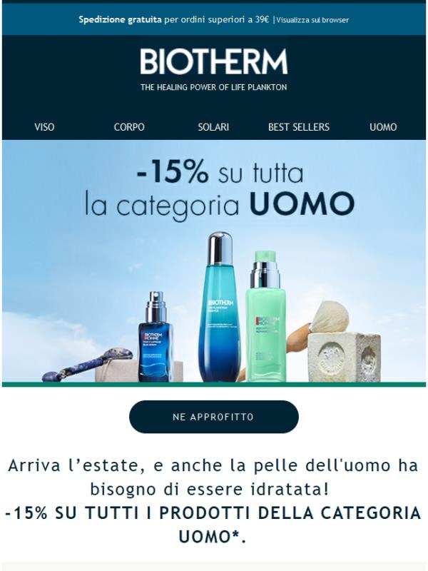 Approfitta del -15% su Biotherm Homme