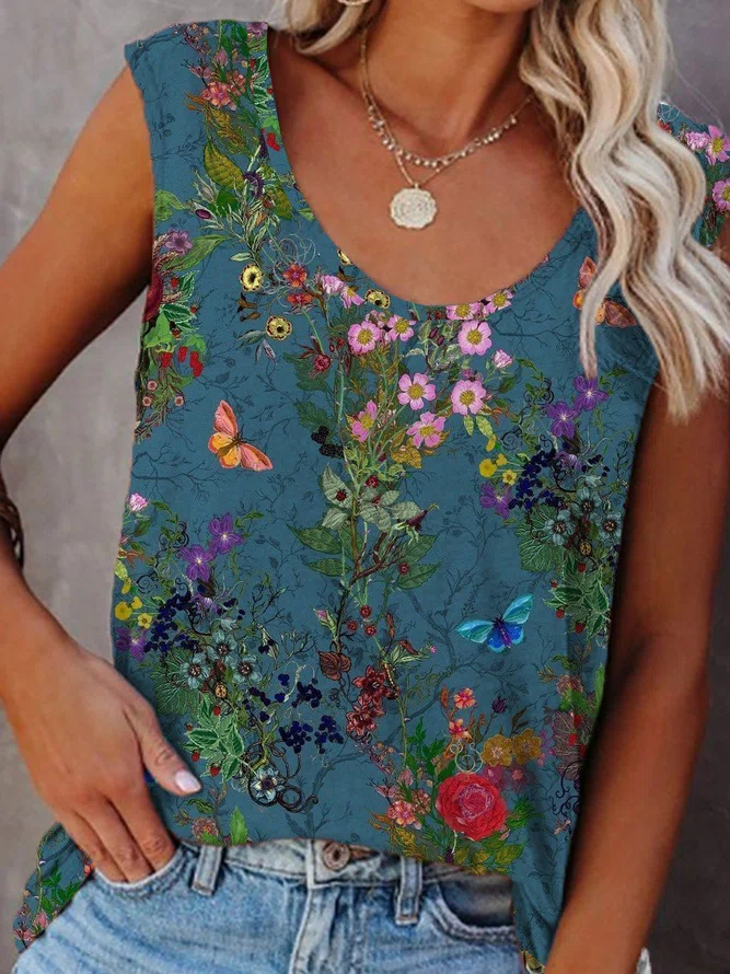 JFN Round Neck Floral Casual ...