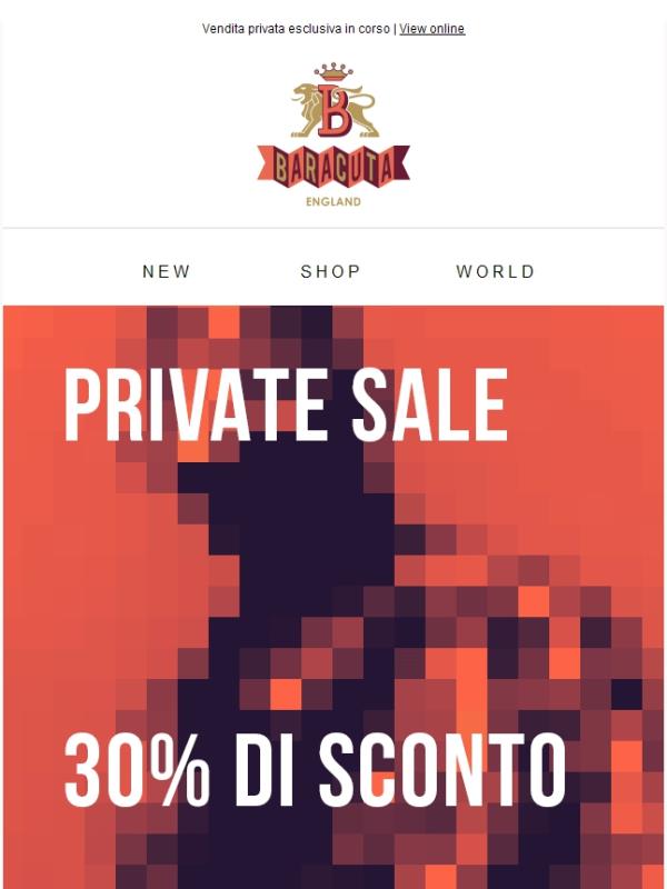 Vendita privata: goditi il 30% di sconto in anteprima