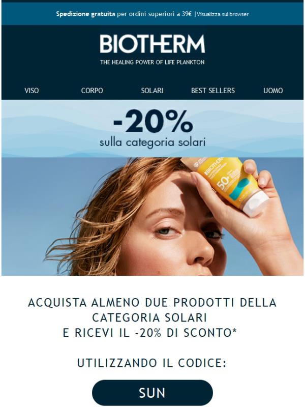 Approfitta del -20% sulla categoria solari!