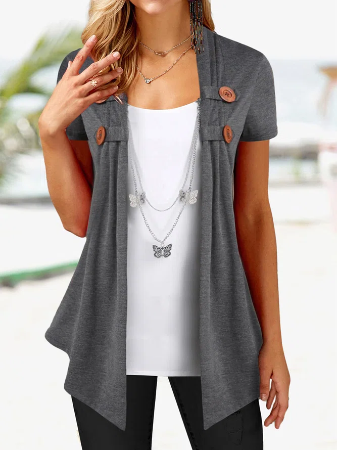 Casual Asymmetric Plain Fit T...