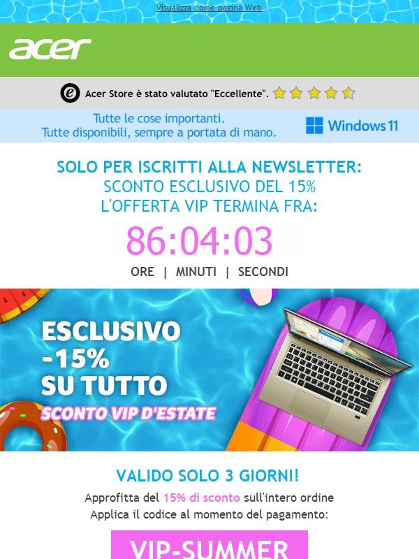 Summer Alert ☀ 15% di sconto su TUTTO