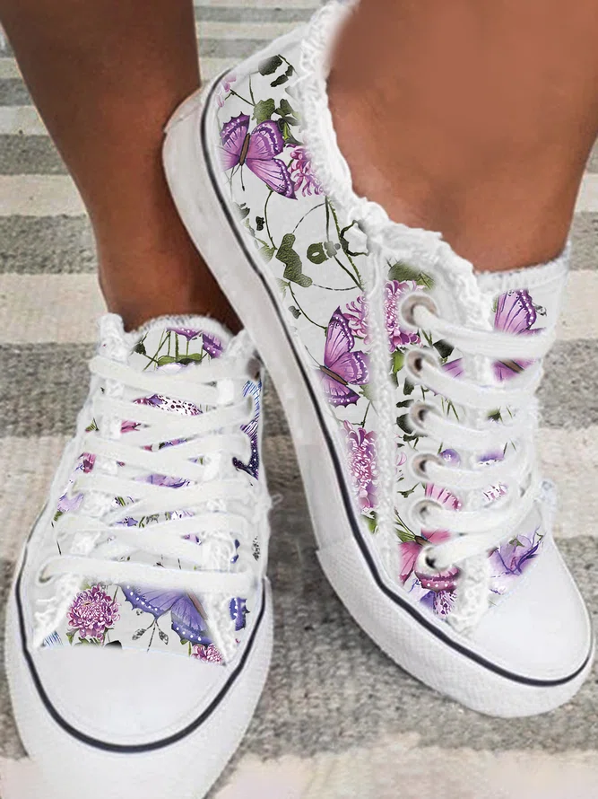 Floral Light Lace Up Canvas S...