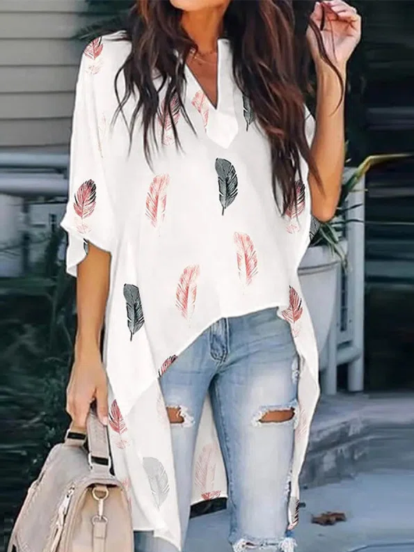 Casual Loose Half-Sleeve Blou...