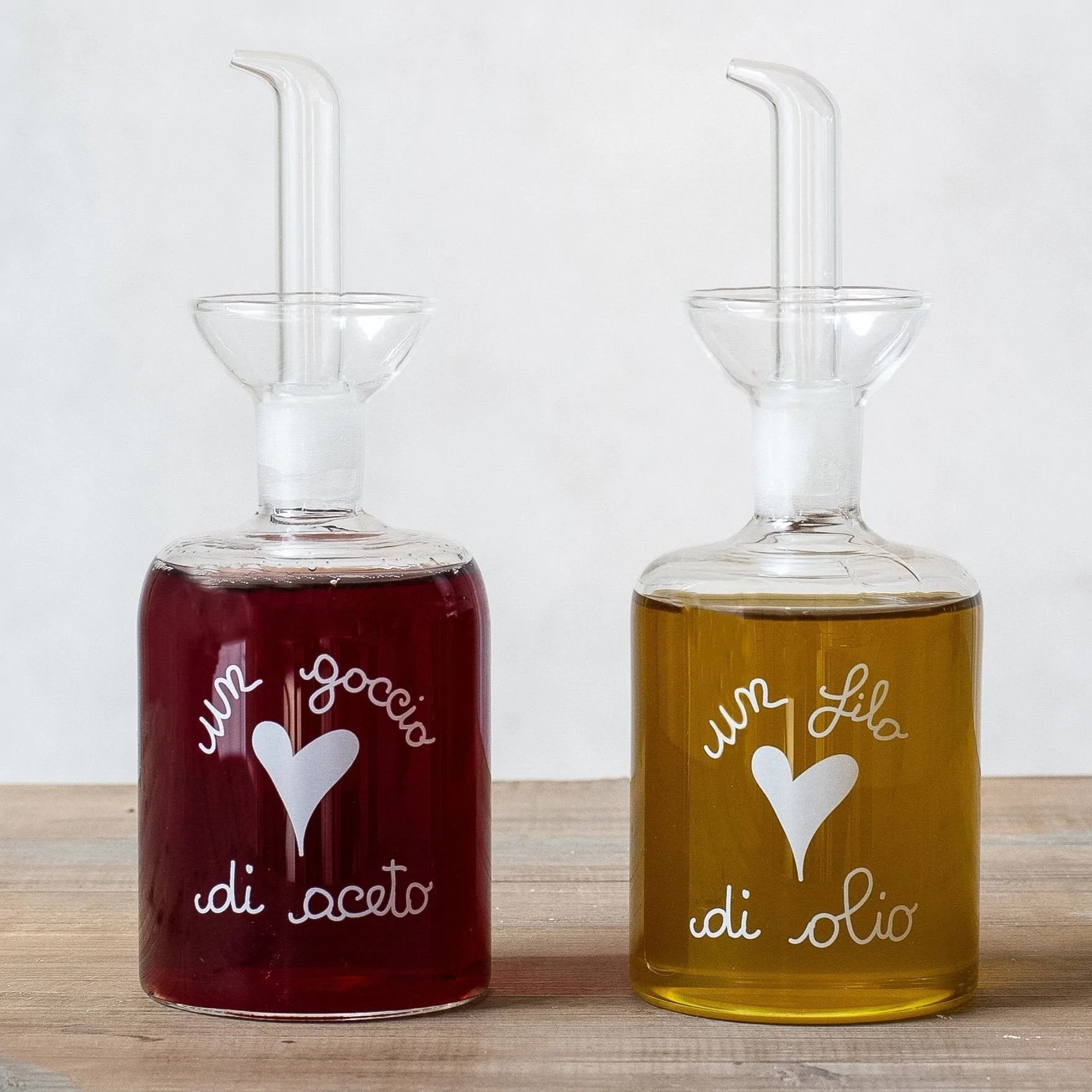 Image of Set 2 Bottiglie in Vetro Borosilicato Serigrafate - Olio e Aceto Colors