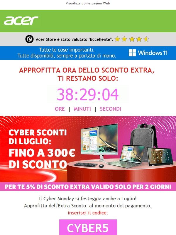 Extra Sconto ⚡ Cyber Monday a Luglio inizia tra 3 … 2 … 1!