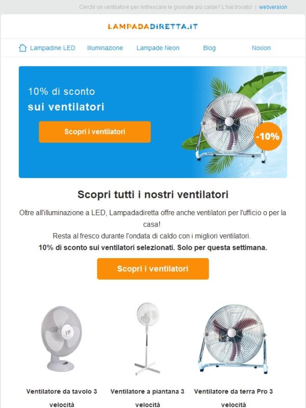 10% di sconto sui ventilatori! Solo per questa settimana