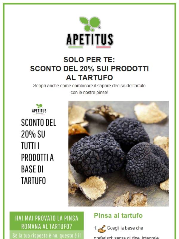 Sconto del 20% su tutti i prodotti al tartufo