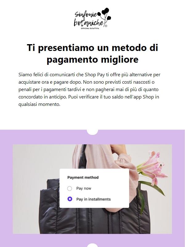 Puoi acquistare ora e pagare dopo con Shop Pay!