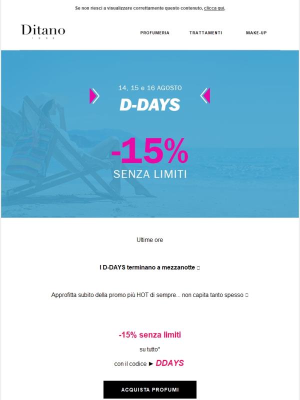 Ultime ore 🔥 -15% senza limiti! Approfittane, ora o mai più 😉