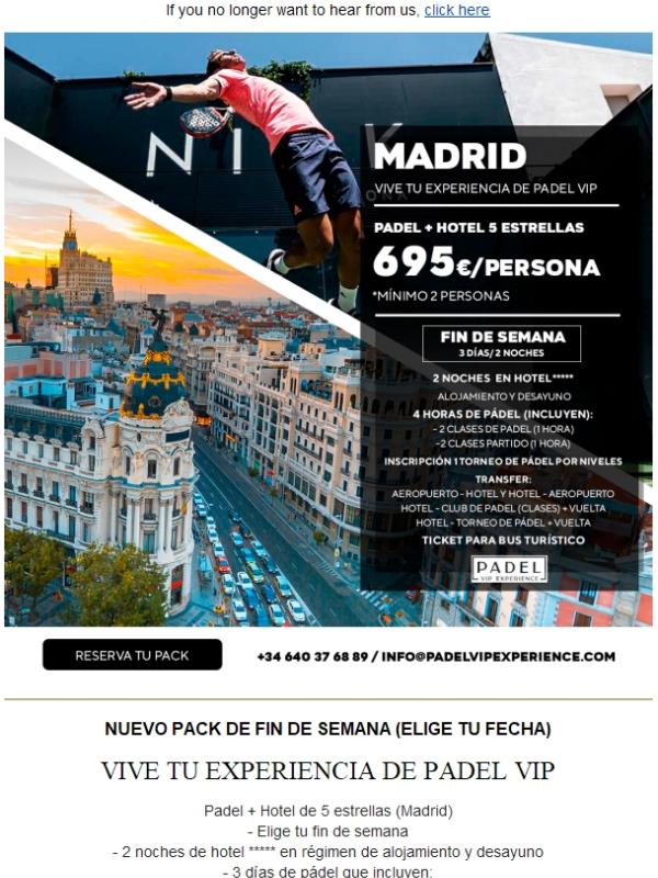 Nuevo pack de padel de Fin de Semana ¡Elige tu fecha ideal!