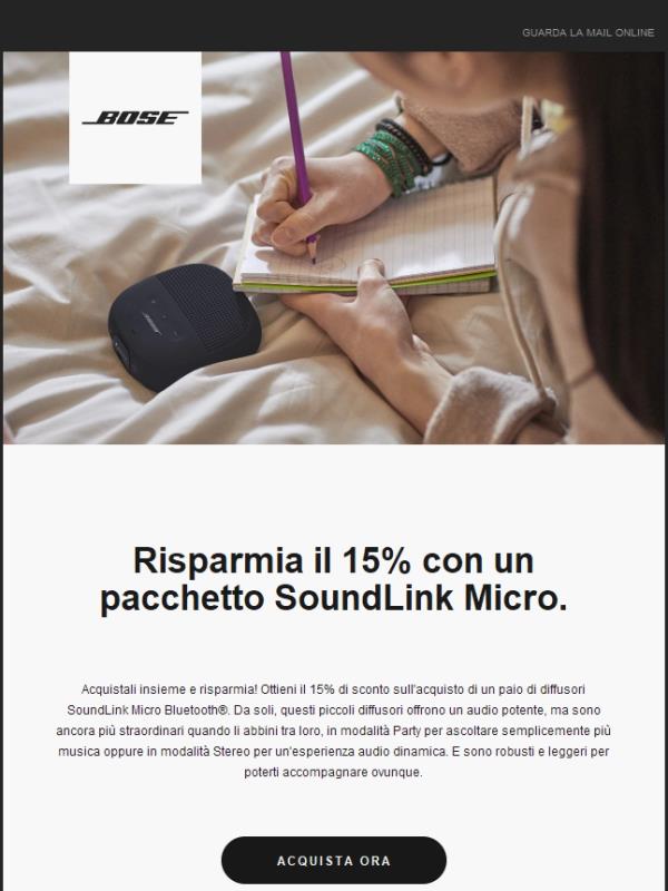 Risparmia il 15% su un pacchetto di diffusori SL Micro