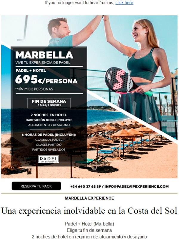 Nuevas experiencias de pádel VIP ¡Información sin compromiso!!