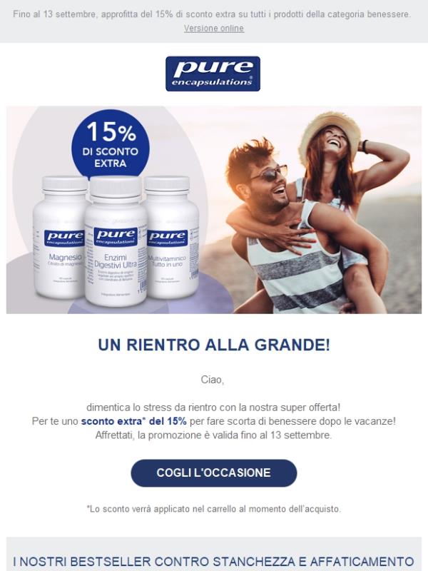 Per te 15% di sconto extra per affrontare il rientro! 💪