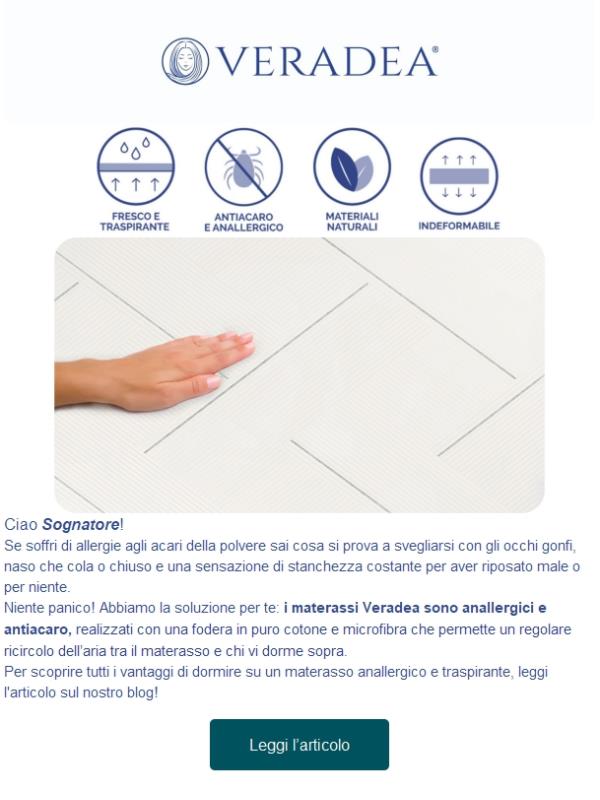 La tua allergia non ti fa dormire? Scopri i materassi antiacaro Veradea