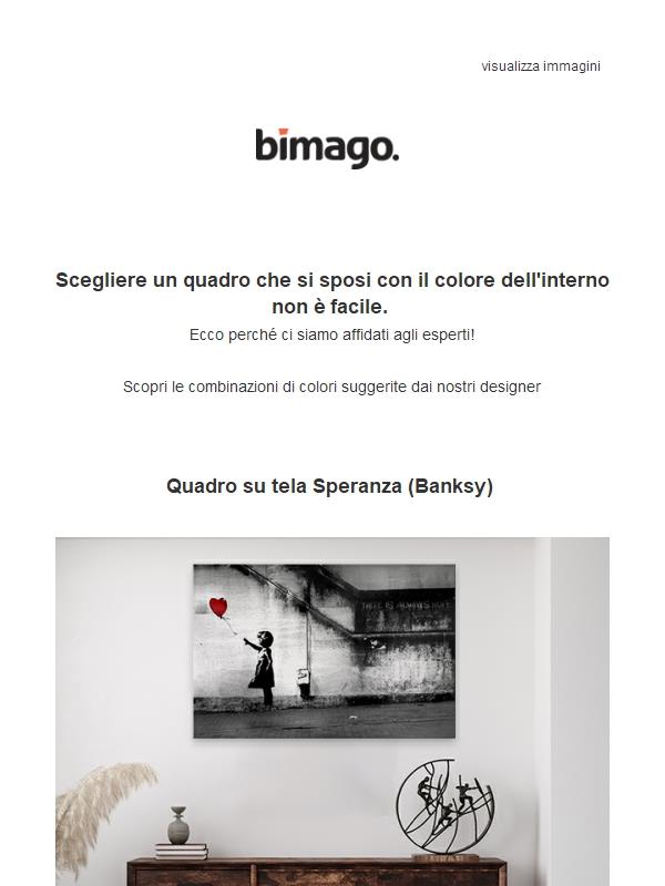 Un quadro abbinato al colore dell'ambiente? Approfitta delle nostre proposte