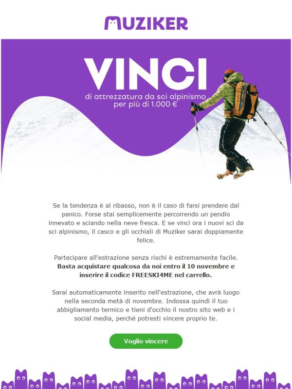 Vinci la nuova attrezzatura da sci alpinismo e fatti strada in montagna