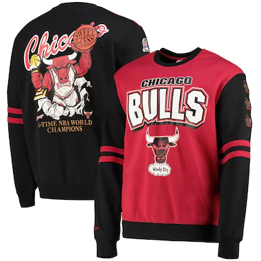 Chicago Bulls NBA All Over Crew 2.0 di Mitchell & Ness - Scarlett -Uomo