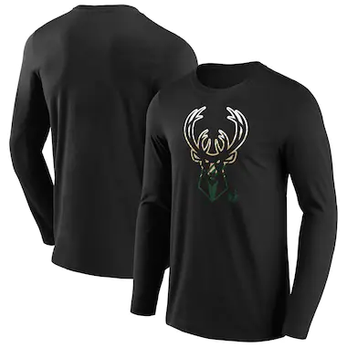 Milwaukee Bucks Fanatics T-shirt a maniche lunghe con logo Fade Graphic - Uomo