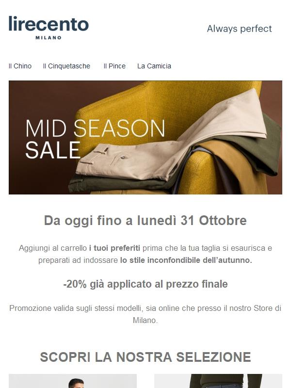 Mid Season Sale -20% solo fino a lunedì 🍂