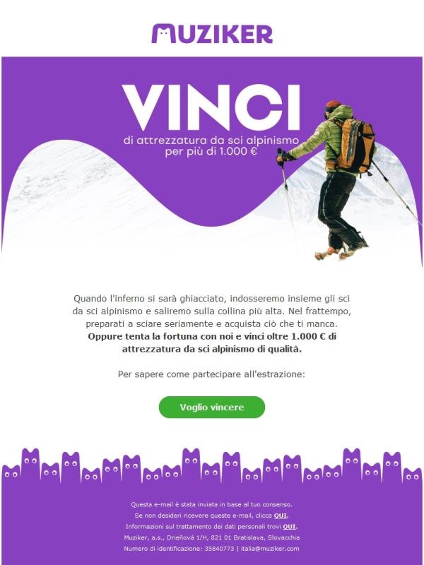 Vinci una nuova attrezzatura da sci alpinismo