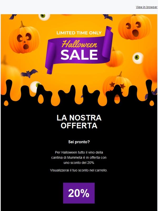fino ad Halloween 🎃🎃 20% di sconto su tutti i Vini 🍷