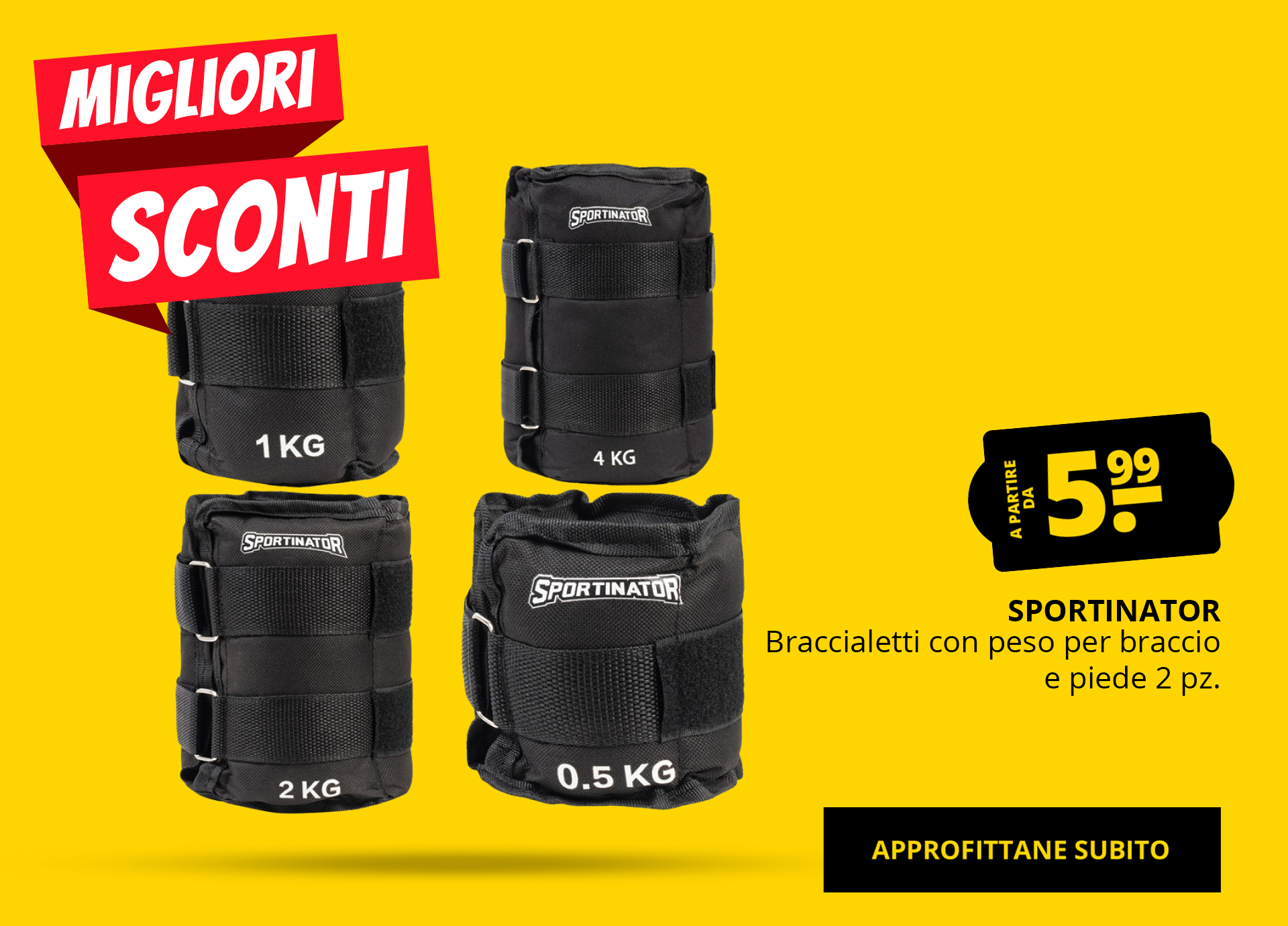SPORTINATOR Braccialetti con peso per braccio e piede 2 pz. a partire da 5,99 €!