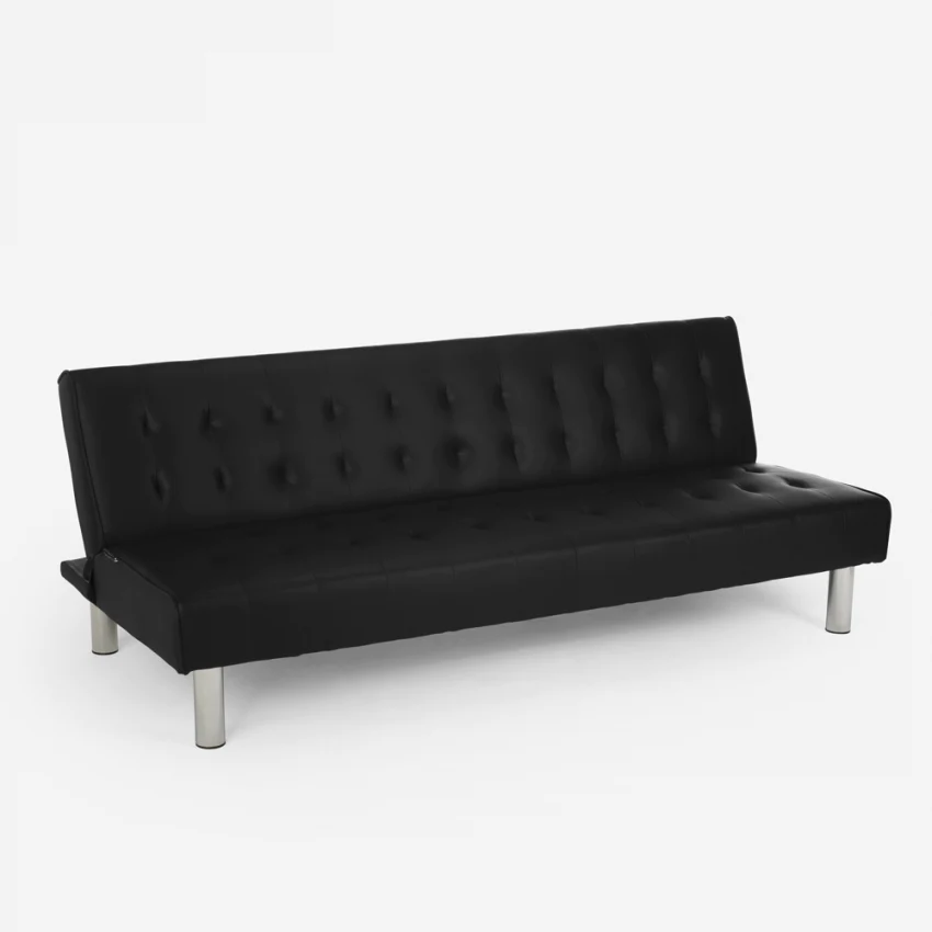 Image of Divano Letto Clic Clac 180x64x70 cm in Similpelle Nero