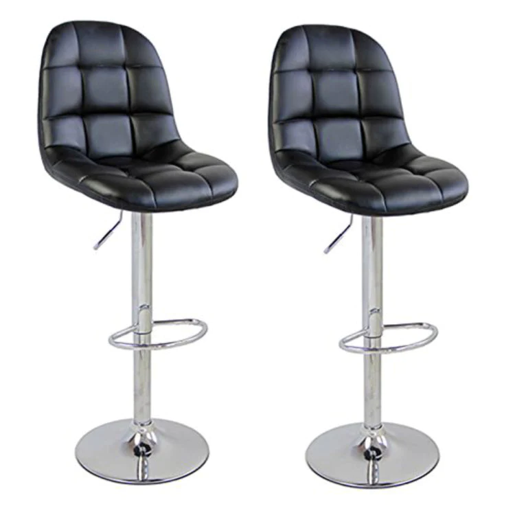 Image of Set 2 Sgabelli Imbottiti da Bar 100x65x90 cm in Similpelle Nero