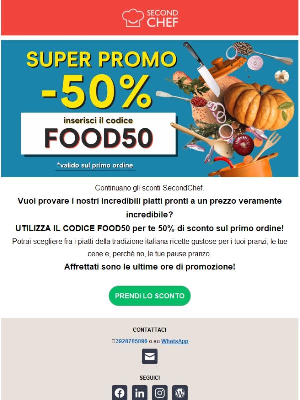 Ultime ore Sconto 50% su tutto.