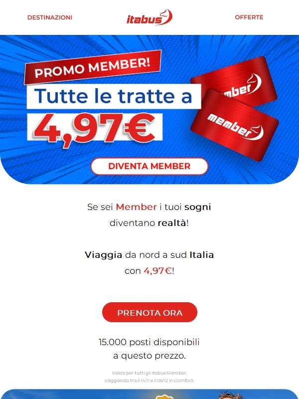 Attraversa l’Italia con 4,97€​