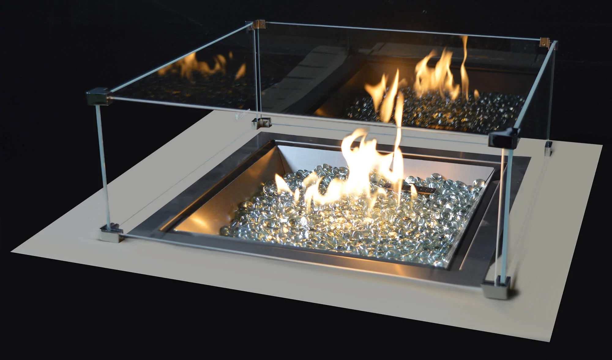 Image of Bruciatore a Gas GPL da Incasso Effetto Camino 46x46x20 cm n Acciaio
