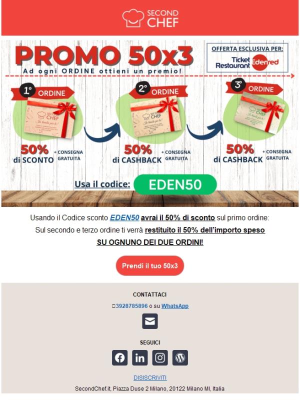 Tre Sconti del 50% in uno!